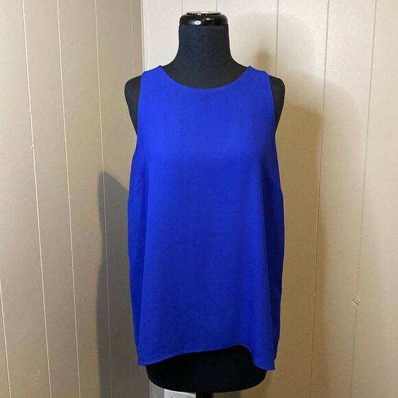 Vince Camuto Tops - Vince Camuto Medium Sleeveless Pleated Blouse Back Slit Button Clasp